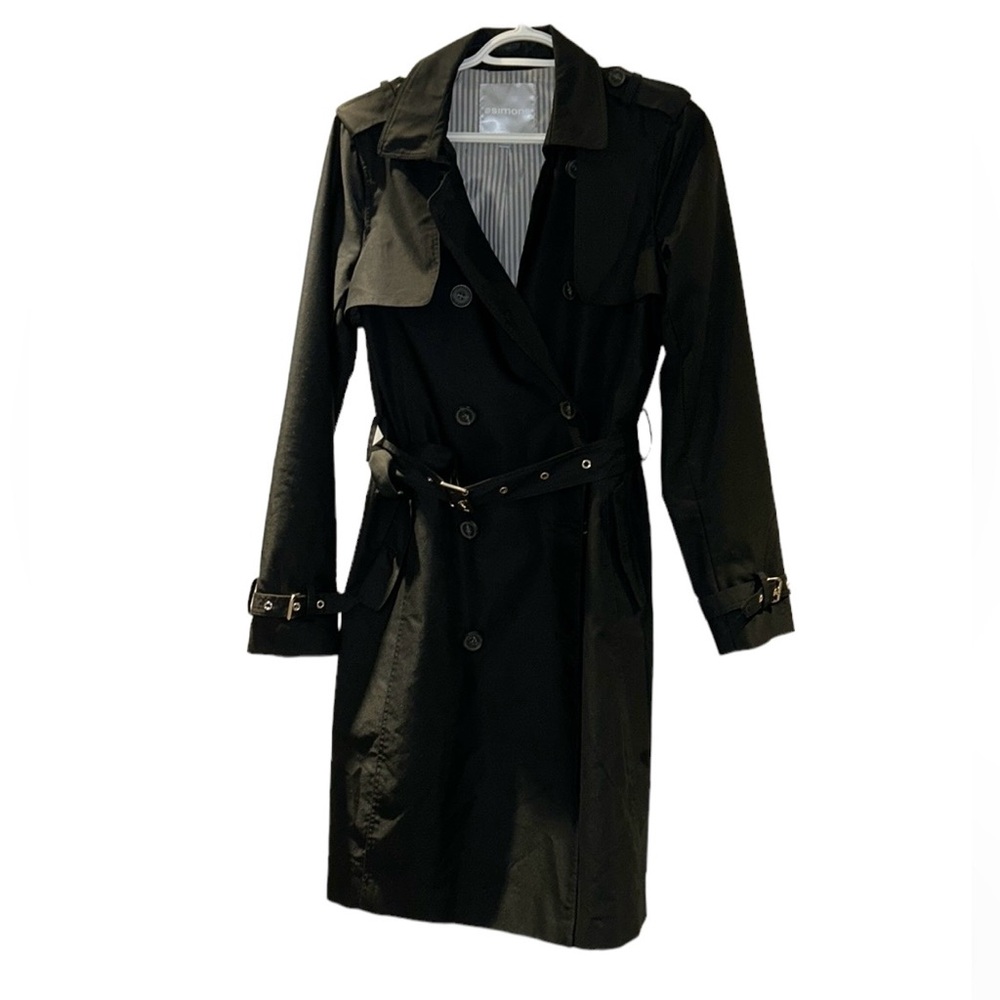 Simons double breasted 3/4 length trench coat with belt